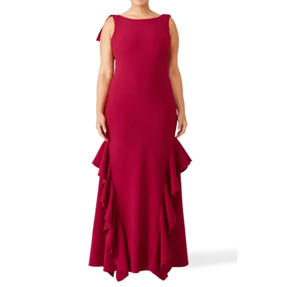 Theia Raspberry Ruffle Gown - Picture 1 of 5